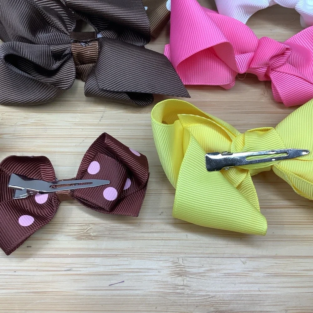 19 Polka Dot Assorted Girl Hair Bows Alligator Clip